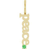14K Gold Round Natural Tsavorite Garnet Peace Pendant - Yellow Gold