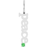 14K Gold Round Natural Tsavorite Garnet Peace Pendant - White Gold