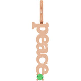 14K Gold Round Natural Tsavorite Garnet Peace Pendant - Rose Gold
