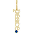 14K Gold Round Natural Blue Sapphire Peace Pendant - Yellow Gold