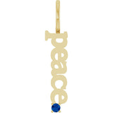 14K Gold Round Natural Blue Sapphire Peace Pendant - Yellow Gold