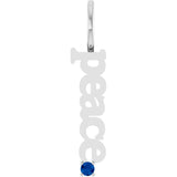 Platinum Round Natural Blue Sapphire Peace Pendant