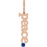 14K Gold Round Natural Blue Sapphire Peace Pendant - Rose Gold