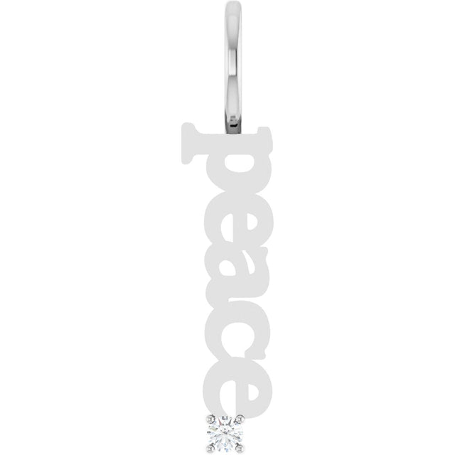 Platinum Round Natural White Sapphire Peace Pendant