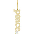 14K Gold Round Natural White Sapphire Peace Pendant - Yellow Gold