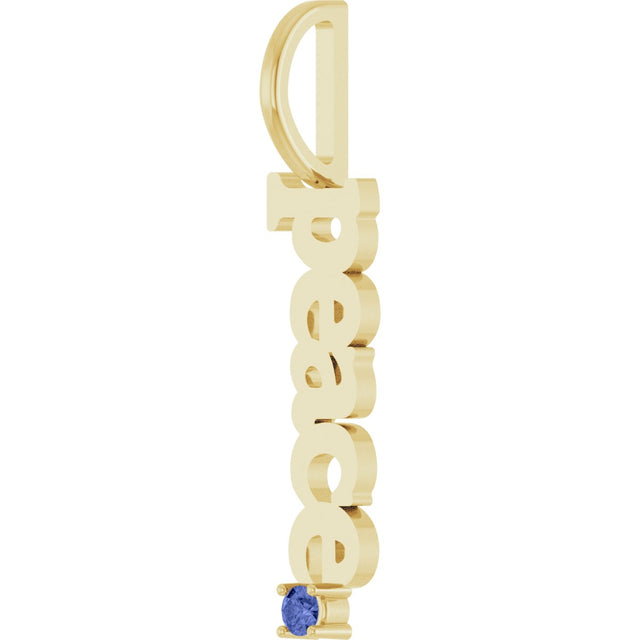 14K Gold Round Natural Tanzanite Peace Pendant - Yellow Gold - view 2