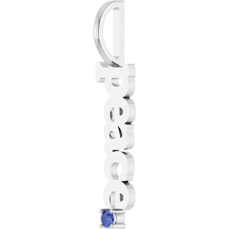 Platinum Round Natural Tanzanite Peace Pendant - view 2
