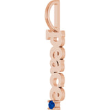 14K Gold Round Natural Blue Sapphire Peace Pendant - Rose Gold - view 2