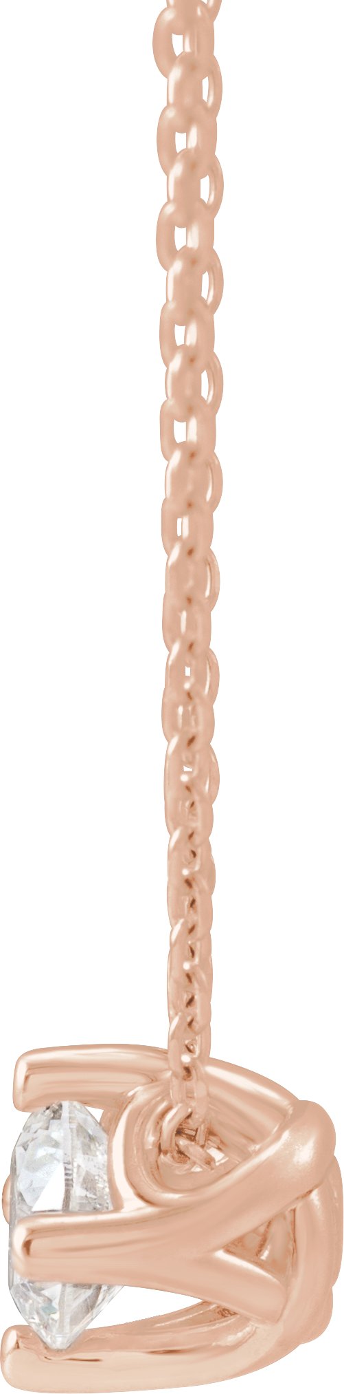 14K Gold Round Natural Diamond Solitaire Necklace or Slide Pendant - Rose Gold - view 4