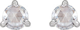 14K Gold Natural Diamond Round 3-Prong Claw Rose-Cut Stud Earrings - White Gold - view 4