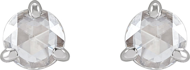 Platinum Lab-Grown Moissanite Round 3-Prong Claw Rose-Cut Stud Earrings - view 5