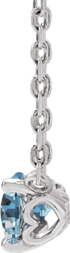 Platinum Round Natural Sky Blue Topaz Solitaire Necklace II - view 2