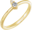 14K Gold Round Natural White Sapphire & Natural Diamond Accented Ring – 3mm Stones - Yellow Gold