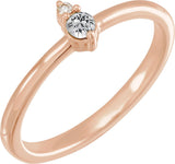 14K Gold Round Natural White Sapphire & Natural Diamond Accented Ring – 3mm Stones - Rose Gold