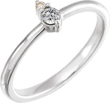 Platinum Round Natural White Sapphire & Natural Diamond Accented Ring – 3mm Stones