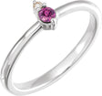 Platinum Round Natural Pink Sapphire & Natural Diamond Accented Ring