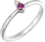 Platinum Round Natural Pink Sapphire & Natural Diamond Accented Ring