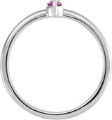 14K Gold Round Natural Pink Sapphire & Natural Diamond Accented Ring - White Gold - view 2