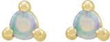 14K Gold Natural White Opal Round 3-Prong Rose-Cut Stud Earrings - Yellow Gold - view 4