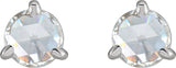 14K Gold Natural Diamond Round 3-Prong Claw Rose-Cut Stud Earrings - White Gold - view 3