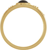 14K Gold Oval Natural Black Onyx & Natural Diamond Bezel-Set Cabochon Ring - Yellow Gold - view 2