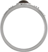 14K Gold Oval Natural Black Onyx & Natural Diamond Bezel-Set Cabochon Ring - White Gold - view 2
