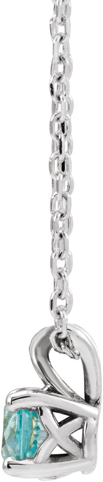 14K Gold Round Natural London Blue Topaz Solitaire Necklace or Pendant - White Gold - view 2