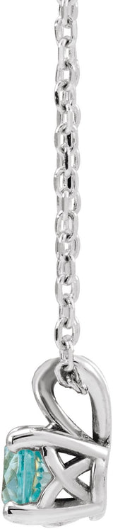 Platinum Round Natural London Blue Topaz Solitaire Necklace or Pendant - view 2