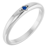 Platinum Round Natural Blue Sapphire Stackable Ring II