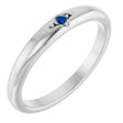 14K Gold Round Natural Blue Sapphire Stackable Ring II - White Gold