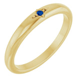 14K Gold Round Natural Blue Sapphire Stackable Ring II - Yellow Gold