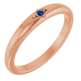 14K Gold Round Natural Blue Sapphire Stackable Ring II - Rose Gold