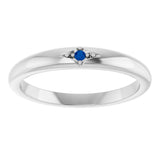 Platinum Round Natural Blue Sapphire Stackable Ring II - view 3