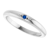 Platinum Round Natural Blue Sapphire Stackable Ring II - view 5