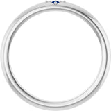 Platinum Round Natural Blue Sapphire Stackable Ring II - view 2