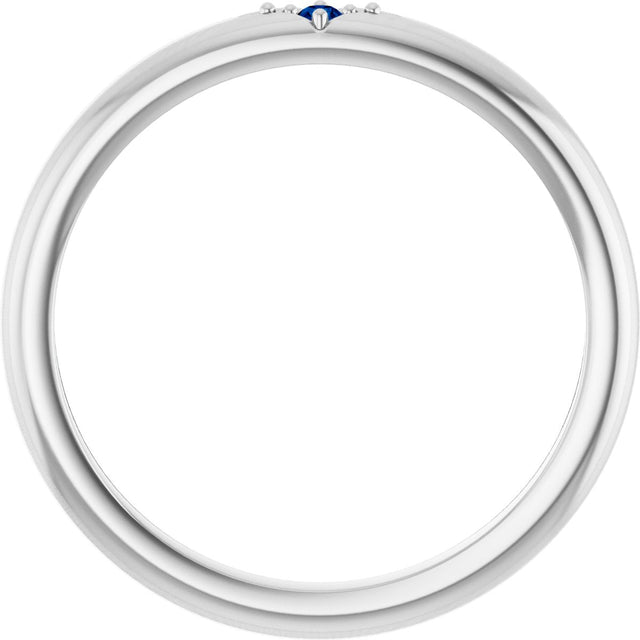 Platinum Round Natural Blue Sapphire Stackable Ring II - view 2