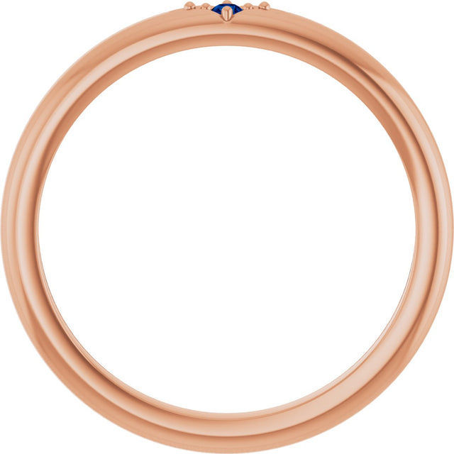 14K Gold Round Natural Blue Sapphire Stackable Ring II - Rose Gold - view 2