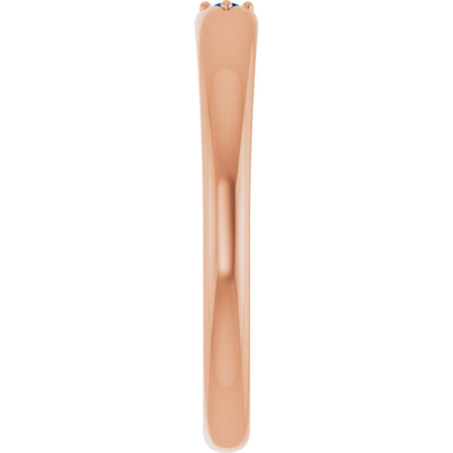14K Gold Round Natural Blue Sapphire Stackable Ring II - Rose Gold - view 4