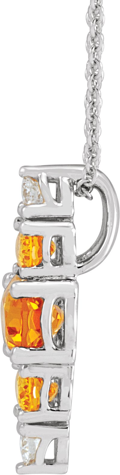 Platinum Oval Natural Multi-Gemstone Bar Necklace or Pendant - view 2