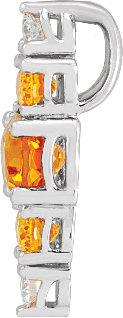 Platinum Oval Natural Multi-Gemstone Bar Necklace or Pendant - view 2