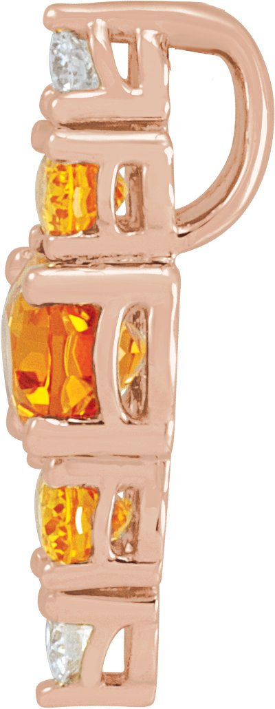 14K Gold Oval Natural Multi-Gemstone Bar Necklace or Pendant - Rose Gold - view 2