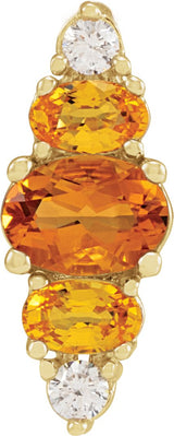 14K Gold Oval Natural Multi-Gemstone Bar Necklace or Pendant - Yellow Gold