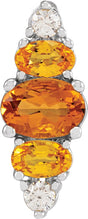 14K Gold Oval Natural Multi-Gemstone Bar Necklace or Pendant - White Gold