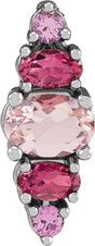 Platinum Oval Natural Pink Multi-Gemstone Bar Necklace or Pendant