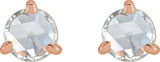 14K Gold Natural Diamond Round 3-Prong Claw Rose-Cut Stud Earrings - Rose Gold - view 4