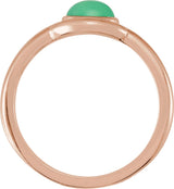 14K Gold Oval Natural Green Chrysoprase Bezel-Set Cabochon Ring - Rose Gold - view 2