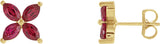 14K Gold Marquise Lab-Grown Ruby Cluster Earrings - Yellow Gold