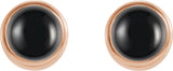14K Gold Natural Black Onyx Round Bezel-Set Earrings – 3mm Stones - Rose Gold - view 2