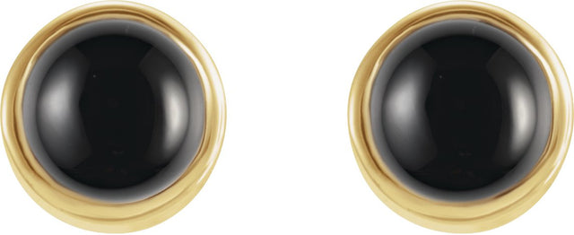 14K Gold Natural Black Onyx Round Bezel-Set Earrings – 3mm Stones - Yellow Gold - view 2