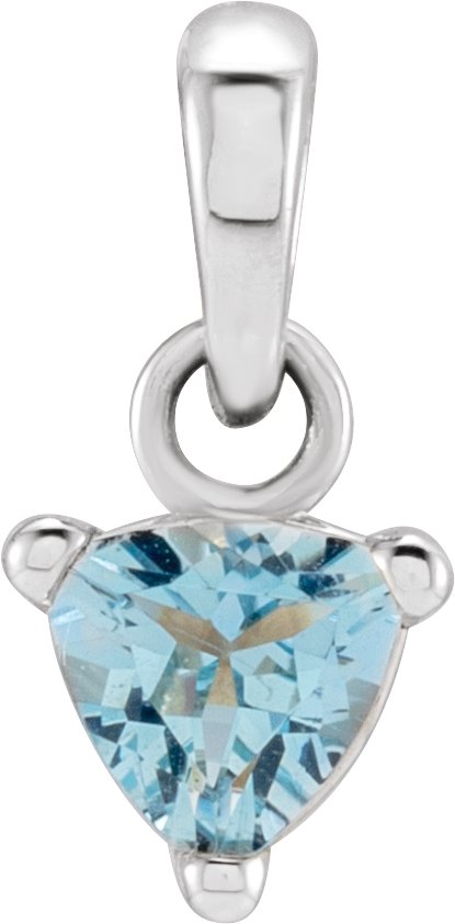 Platinum Natural Aquamarine Trillion 3-Prong Solitaire Pendant